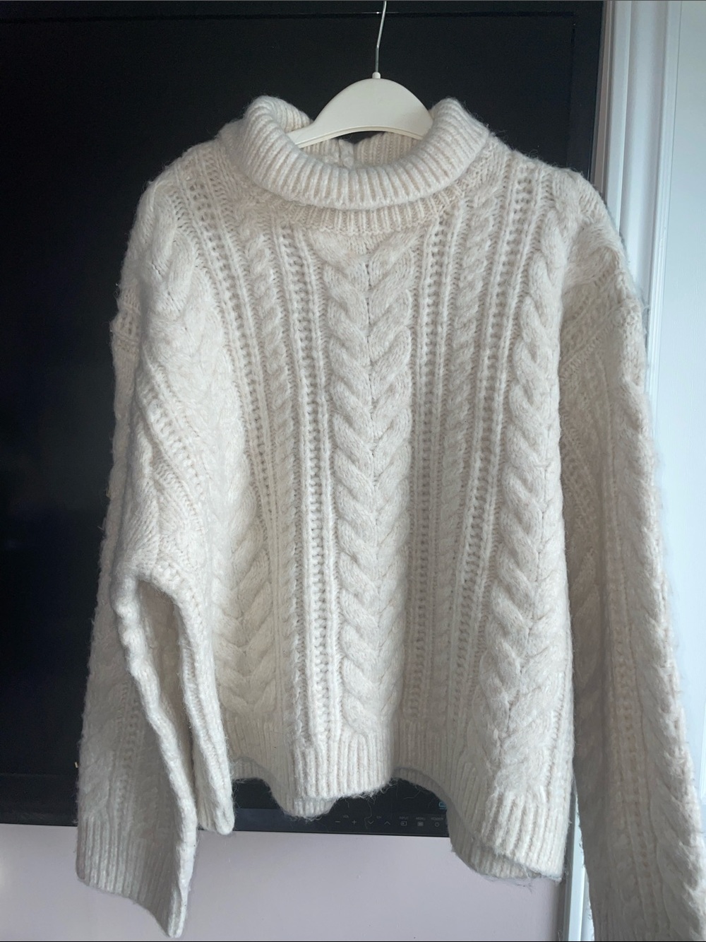 H&M Cream Cable Knit Turtleneck Sweater